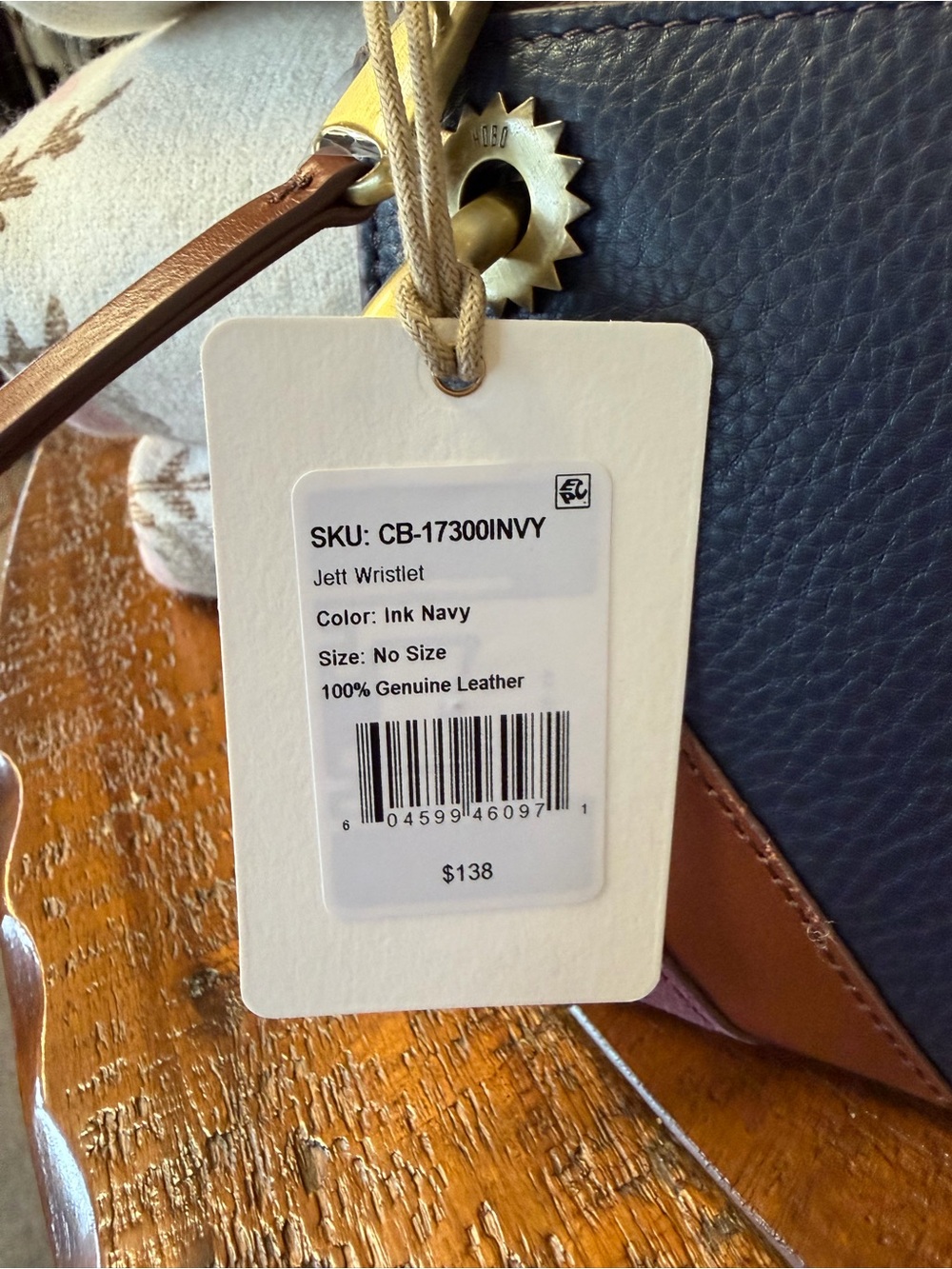 HOBO Colorblock Wristlet in Navy, Brown & Plum - Picture 4 of 4